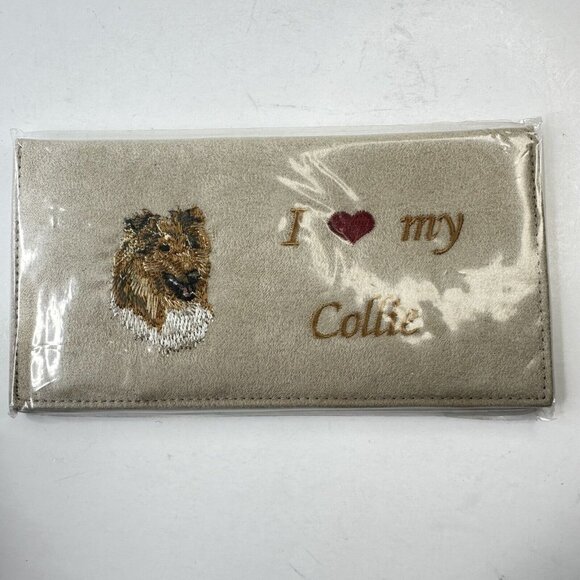Gift Links I Love My Collie Dog Checkbook Cover 2006 #N44355 Faux Suede - Picture 1 of 5